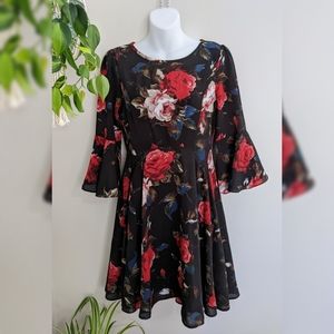Holding Horses Rose Bell Sleeve Fit & Flare Dress